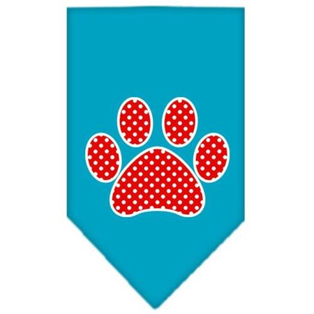 UNCONDITIONAL LOVE Red Swiss Dot Paw Screen Print Bandana Turquoise Large UN851587